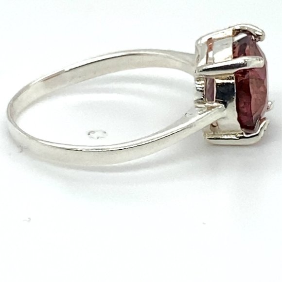Red Tourmaline 3.61ct Platinum Finish Solid 925 Sterling Silver Ring - Picture 4 of 7
